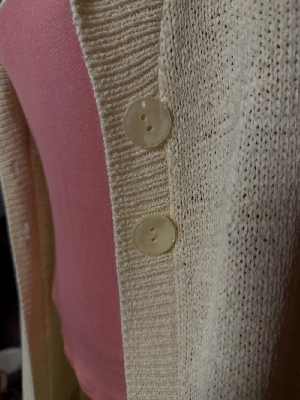 August Silk Cream Short Sleeve Cardigan XL Textured Knit Two Button Lightweight
